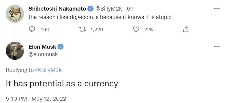
                    Илон Маск подтвердил, что Dogecoin «имеет потенциал в качестве валюты»                