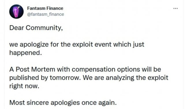 
                    У DeFi-проекта Fantasm Finance украли Ethereum стоимостью $ 2,6 млн                
