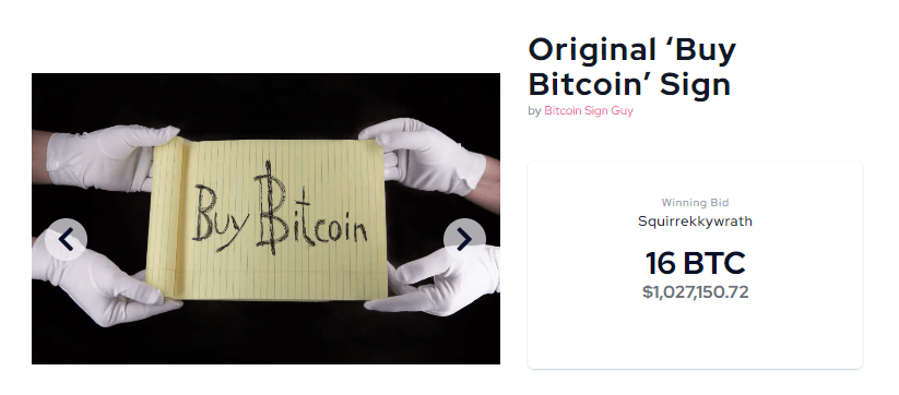 Блокнот с надписью «Buy Bitcoin» продали на аукционе за $ 1 млн