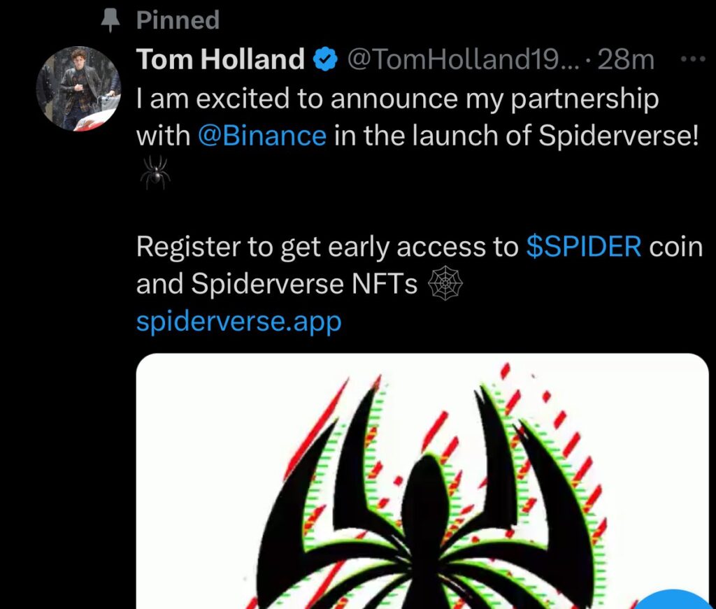 Хакеры взломали аккаунт Тома Холланд для фейковой рекламы токена SPIDER